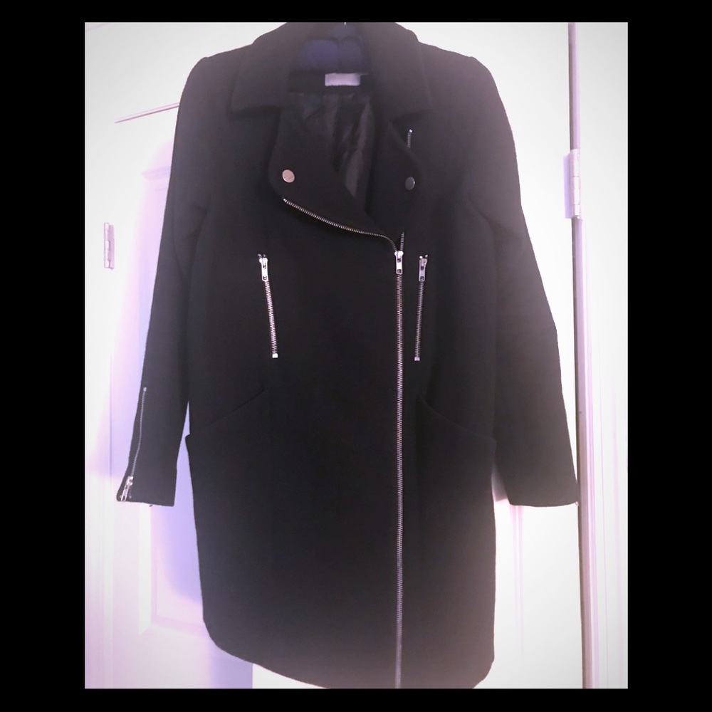 ASOS Moto Wool Coat with Zippers